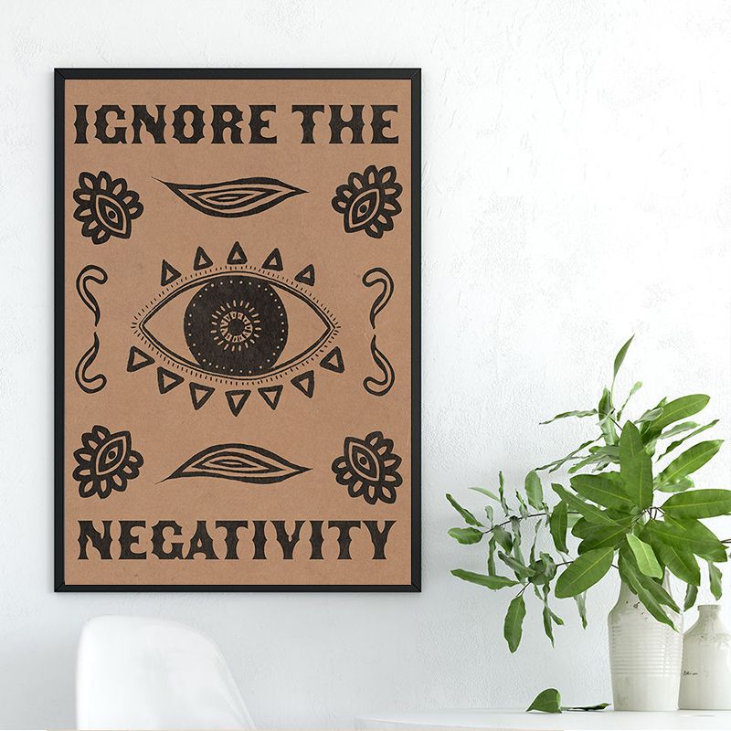 Retro Abstract Eye Shapes and Inspiring Quotes Kraft Paper Wall Art Poster