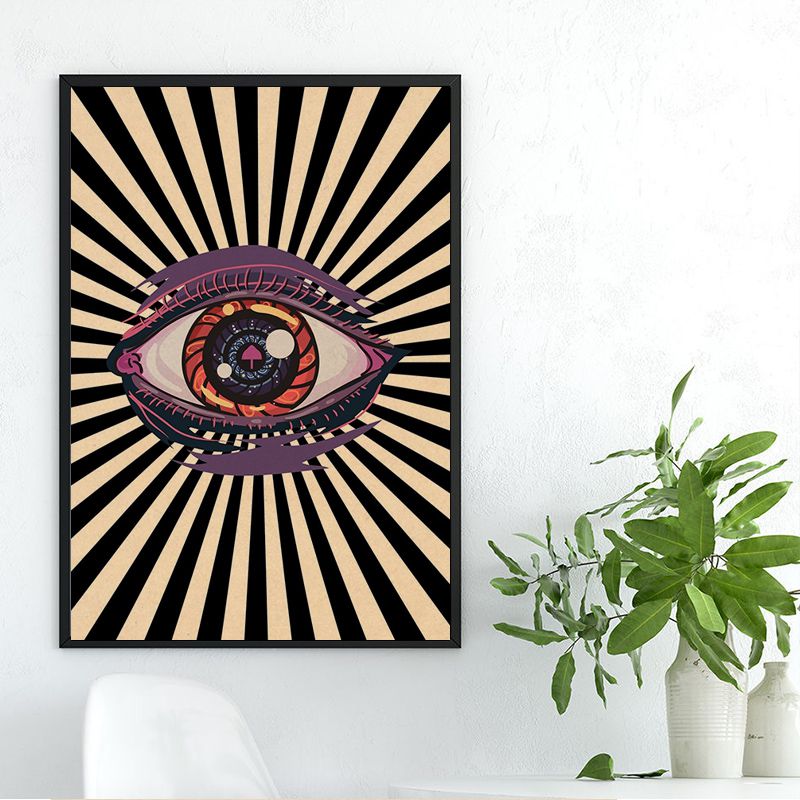 Retro Abstract Eye Shapes and Inspiring Quotes Kraft Paper Wall Art Poster