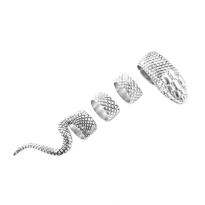 Serpentine Secrets: 4-Piece Gothic Snake Rings Set