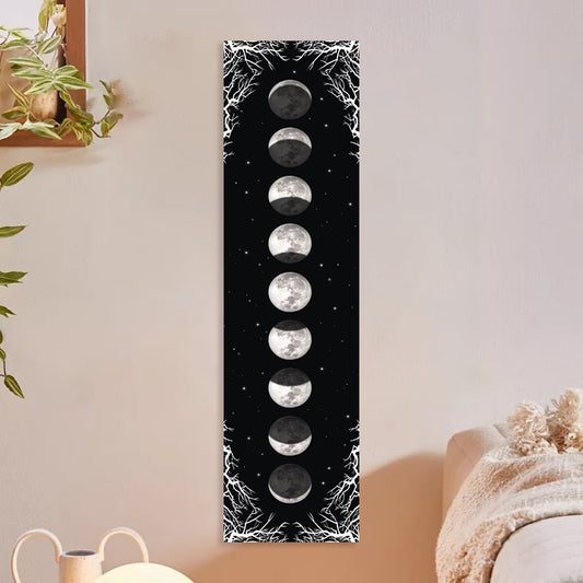 Lunar Moon Magick Tapestry | Black and White Starry Wall Hanging | Witchy Home Decor