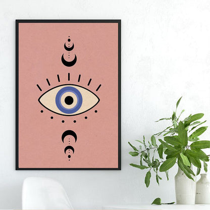 Retro Abstract Eye Shapes and Inspiring Quotes Kraft Paper Wall Art Poster