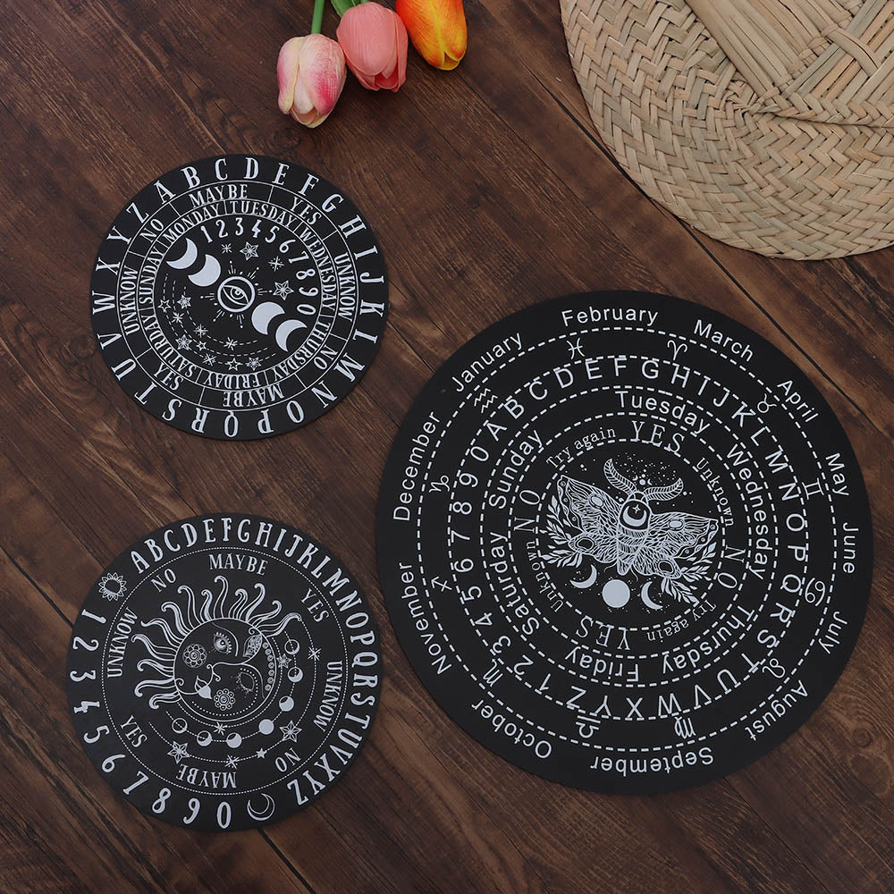 Stars Sun Moon Black White Wooden Pendulum Board Altar Decoration