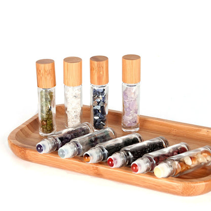 Eco-Friendly Crystal-Infused Essential Oil Container with Gemstone Roller Ball 10ml