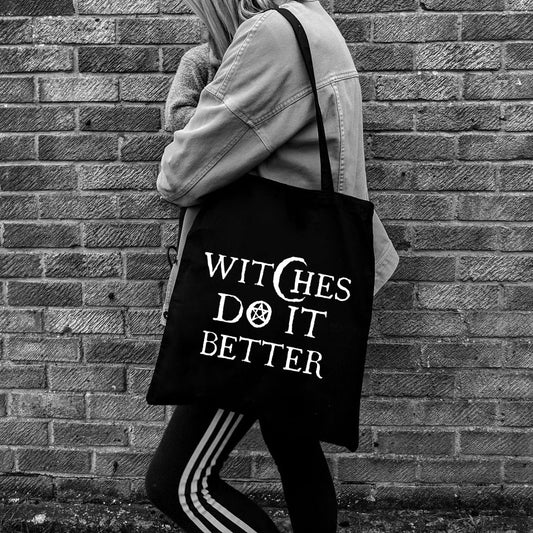 Witches Do It Better Canvas Bag | Shoulder Tote and Handbag Inspired by Witchcraft