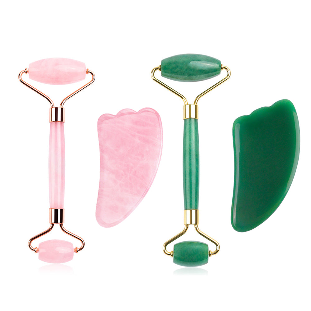 Natural Crystal Jade Roller and Gua Sha Set