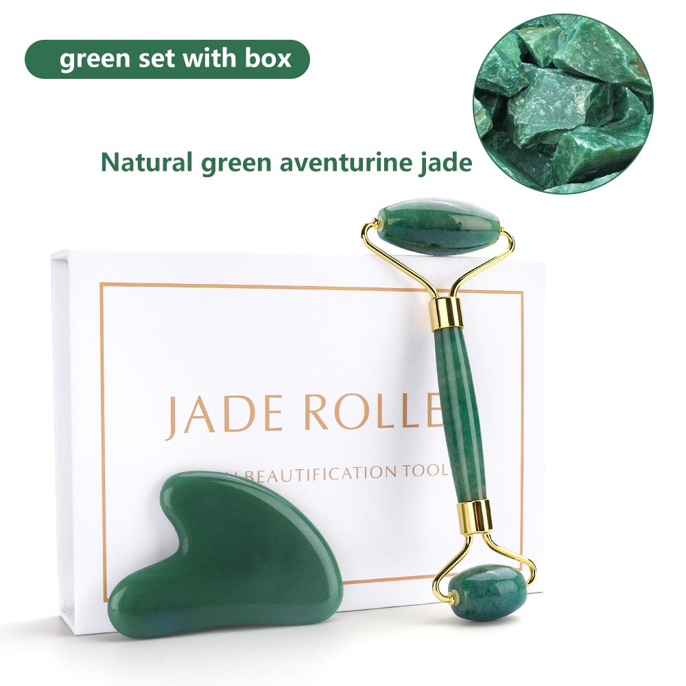 Natural Crystal Jade Roller and Gua Sha Set