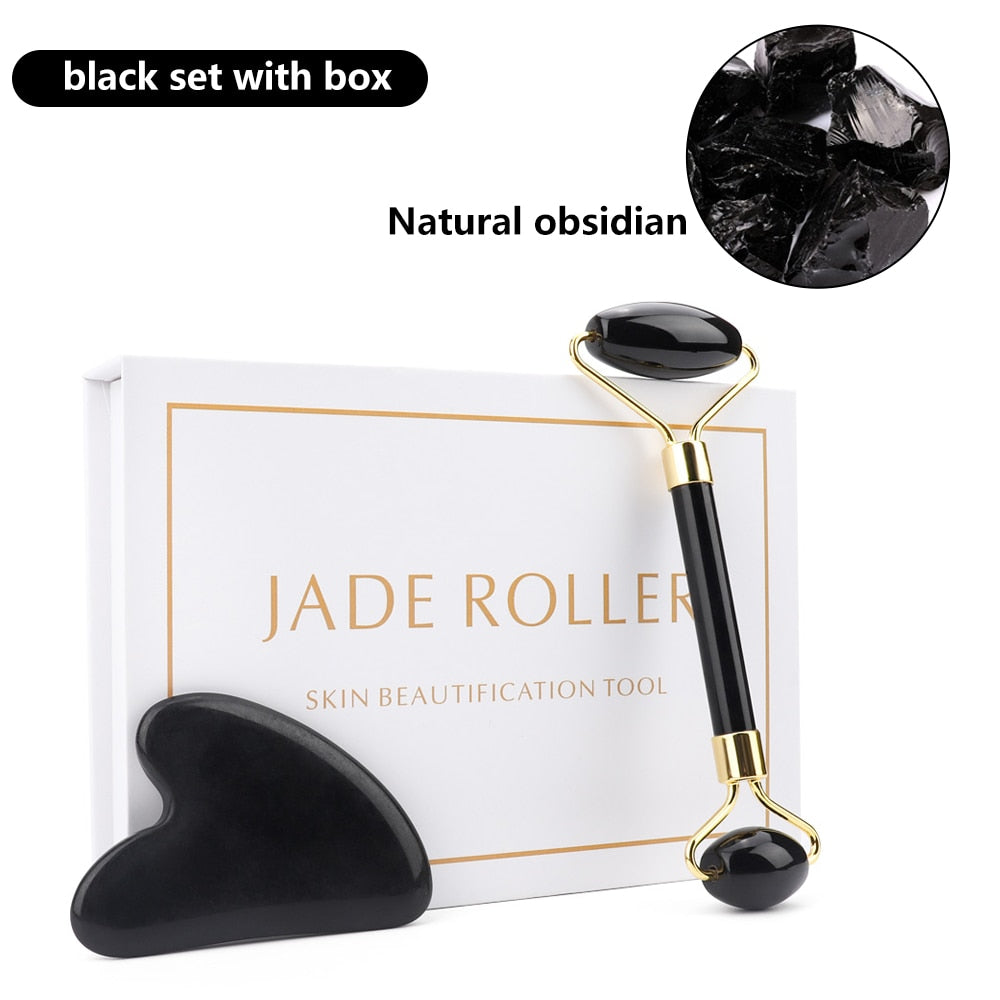 Natural Crystal Jade Roller and Gua Sha Set