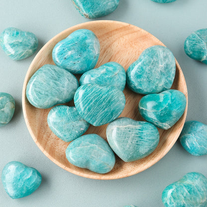 High-Quality Amazonite Stone Heart Crystal for Meditation Energy Work Calming Soothing Energy Perfect Couple Gift