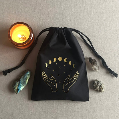 Set of 5 | Moon Witch Pouch Bags | Tarot Cards Crystals and Witchy Things | Halloween Party Witch Birthday Decoration Favor