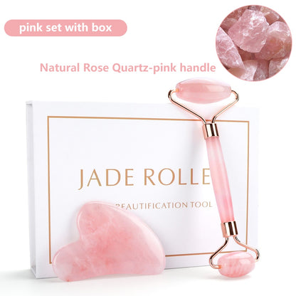 Natural Crystal Jade Roller and Gua Sha Set