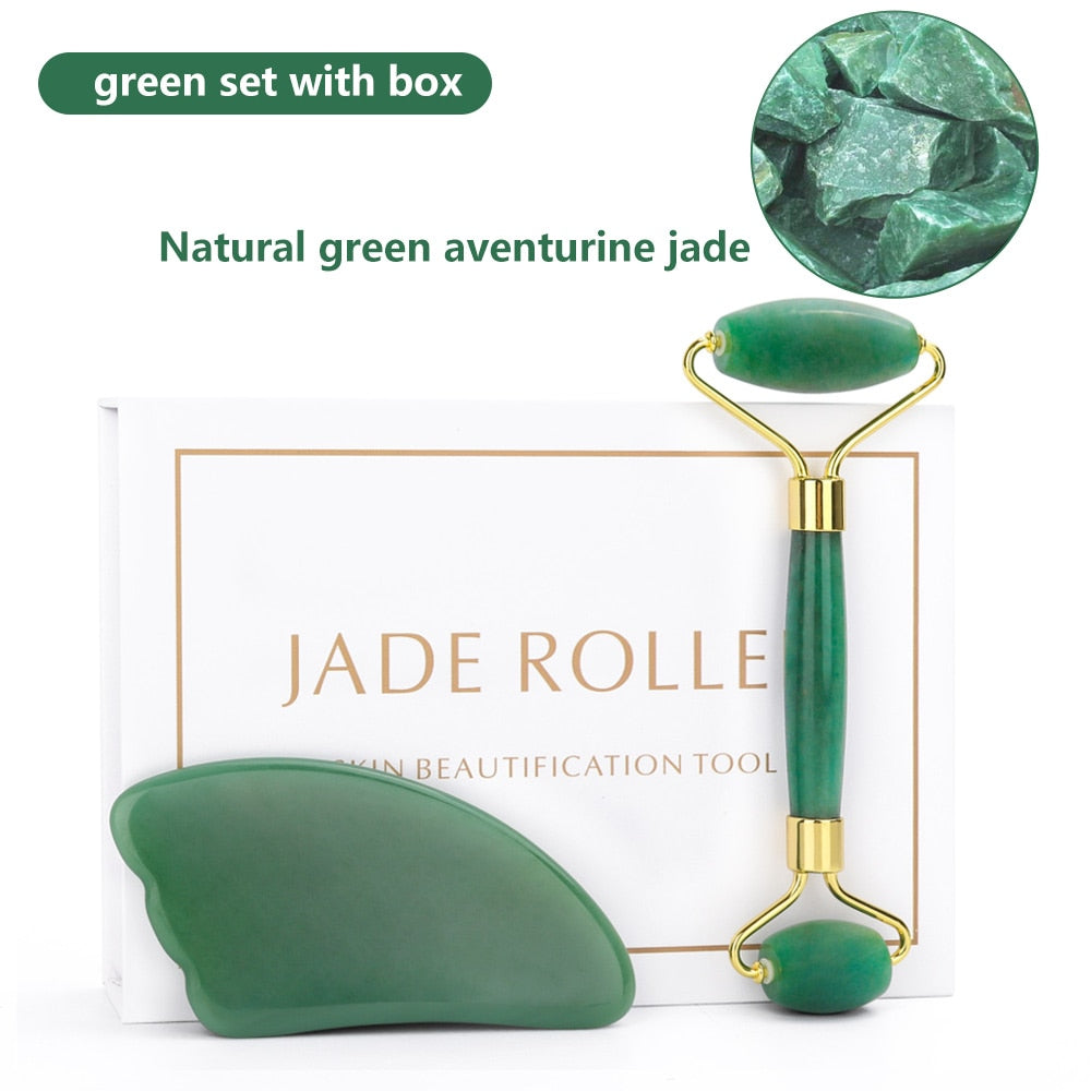 Natural Crystal Jade Roller and Gua Sha Set