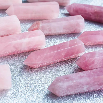 Natural Rose Quartz Crystal Point Wand | Promotes Emotional Healing and Self-Love