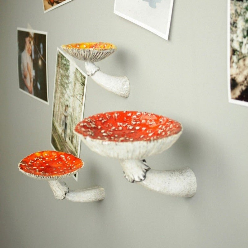 Whimsical Amanita Mushroom Floating Shelf